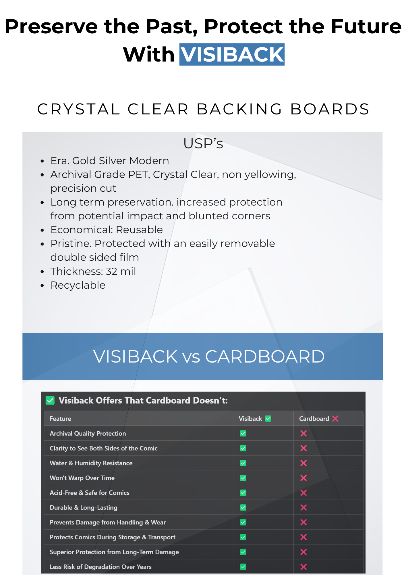 Visiback Boards - Pack of 50