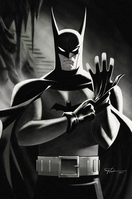 Batman Caped Crusader | Flaviu Pop | Black & White Print cover – Collector Cartel™ exclusive