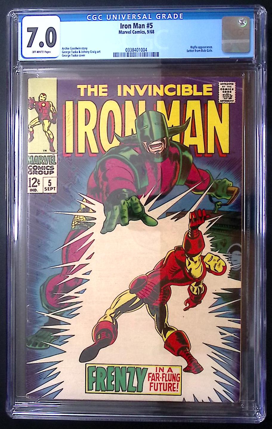 Iron Man #5 CGC 7.0 Marvel Silver Age comic featuring early Iron Man solo series cover art