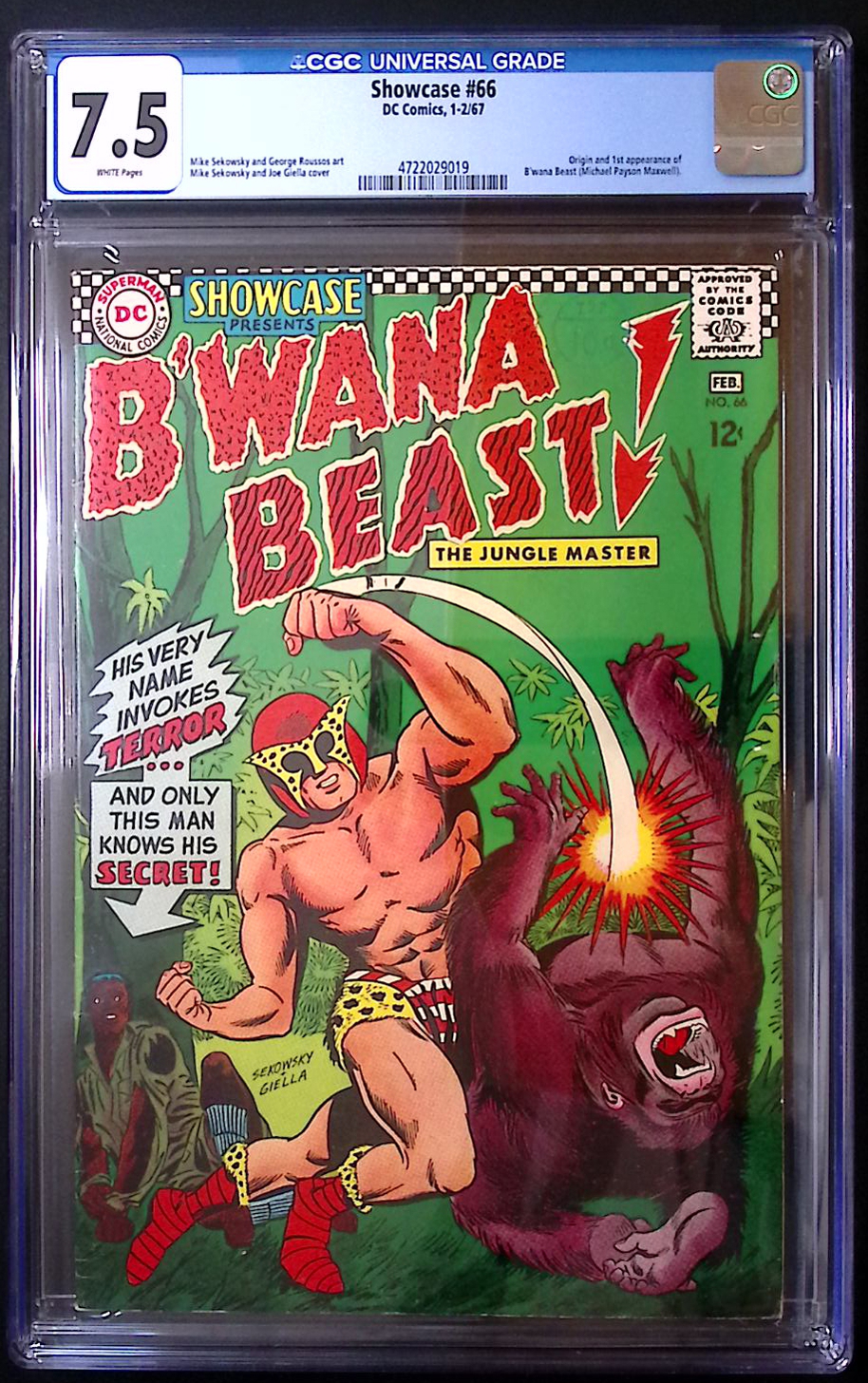 Showcase #67 CGC 7.5 – Origin & 1st Appearance of B’wana Beast 180 Redsters Comics Redsters Comics