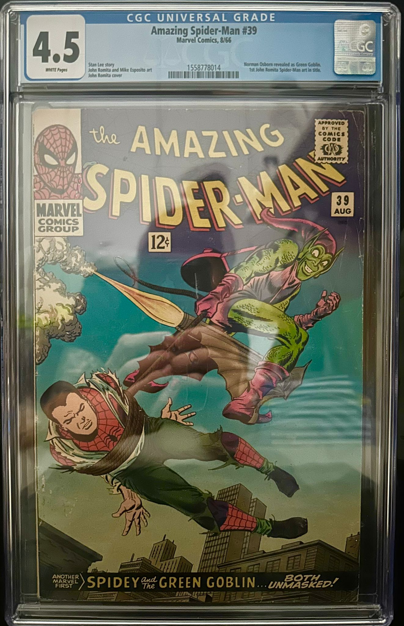 The Amazing Spider-Man #39 CGC 4.5 featuring classic John Romita Sr. Green Goblin cover art