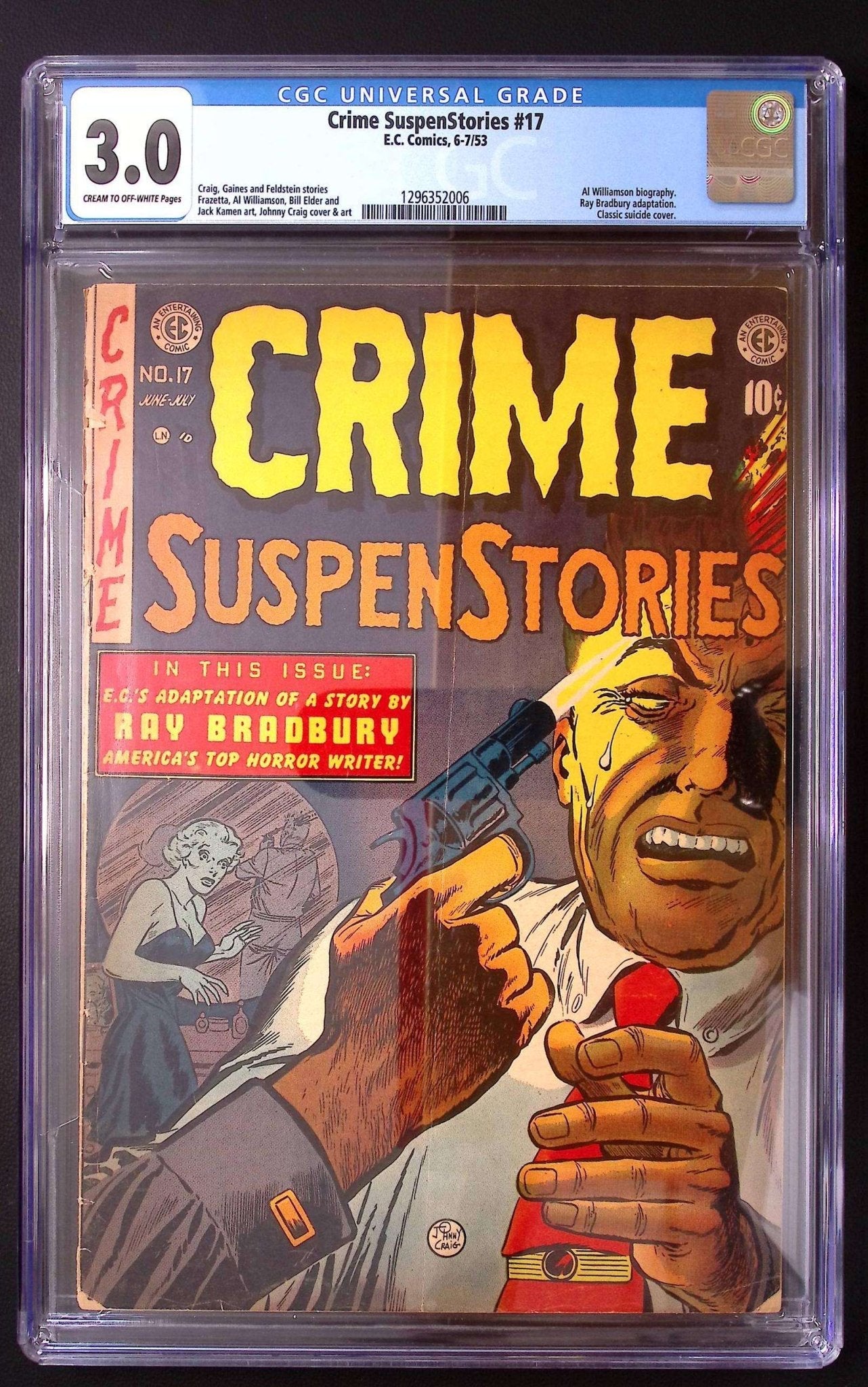 Crime SuspenStories #17 CGC 3.0 (1953) – Classic Suicide Cover | EC Comics | Ray Bradbury Adaptation 675 CGC Graded Comic CGC Graded Comics UK | Buy Certified CGC Slabbed Comics EC Comics Redsters Comics