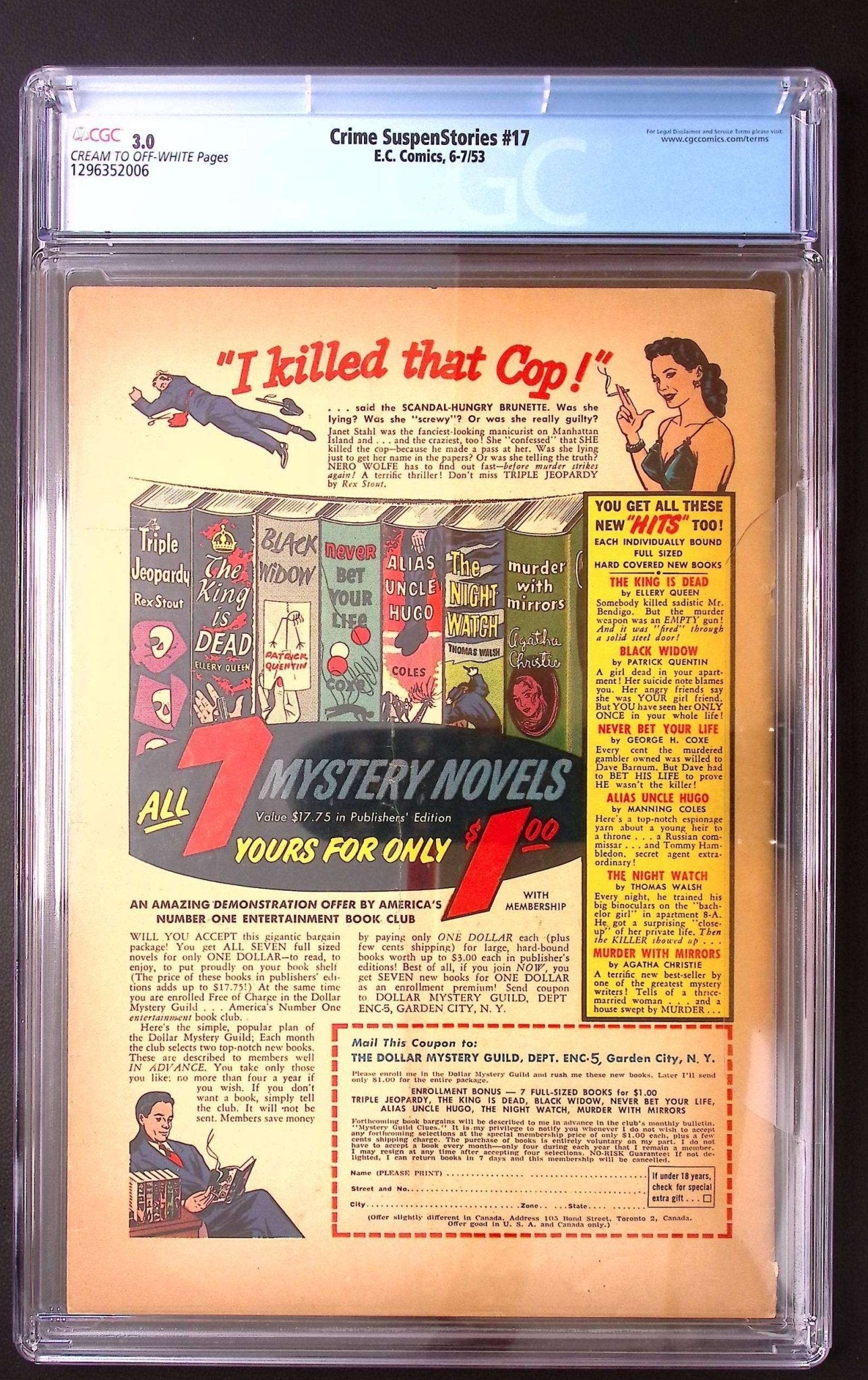 Crime SuspenStories #17 CGC 3.0 (1953) – Classic Suicide Cover | EC Comics | Ray Bradbury Adaptation 675 CGC Graded Comic CGC Graded Comics UK | Buy Certified CGC Slabbed Comics EC Comics Redsters Comics